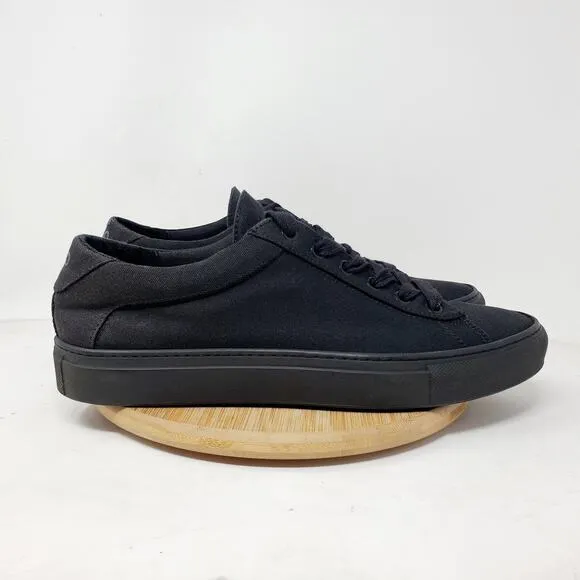 KOIO Capri Shoes Mens 42 Triple Black Canvas Lace Up Sneaker Comfort Italy