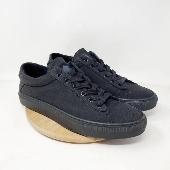 KOIO Capri Shoes Mens 42 Triple Black Canvas Lace Up Sneaker Comfort Italy