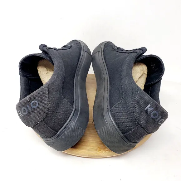 KOIO Capri Shoes Mens 42 Triple Black Canvas Lace Up Sneaker Comfort Italy