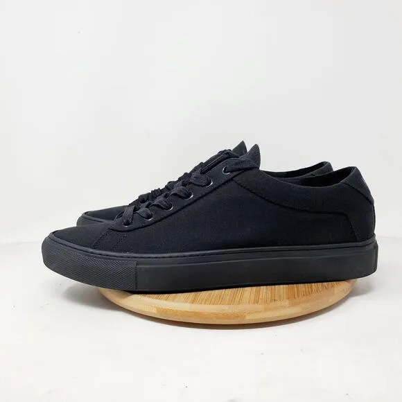 KOIO Capri Shoes Mens 42 Triple Black Canvas Lace Up Sneaker Comfort Italy