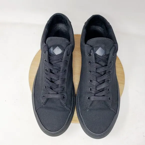 KOIO Capri Shoes Mens 42 Triple Black Canvas Lace Up Sneaker Comfort Italy