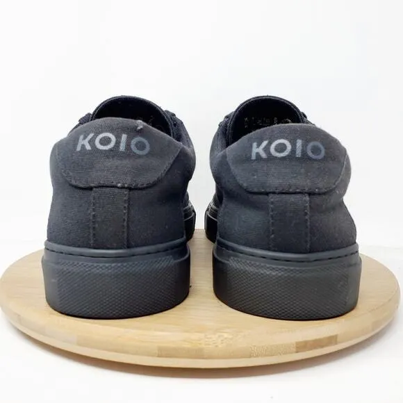 KOIO Capri Shoes Mens 42 Triple Black Canvas Lace Up Sneaker Comfort Italy