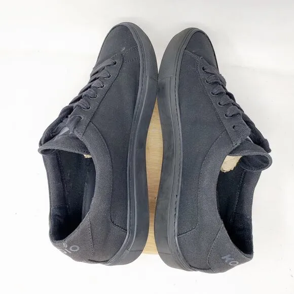 KOIO Capri Shoes Mens 42 Triple Black Canvas Lace Up Sneaker Comfort Italy