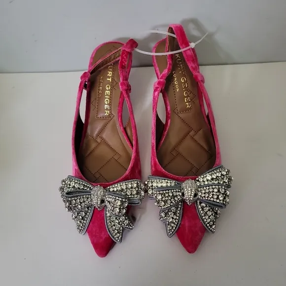 KURT GEIGER Belgravia Bow 65 Velvet Slingback Pumps