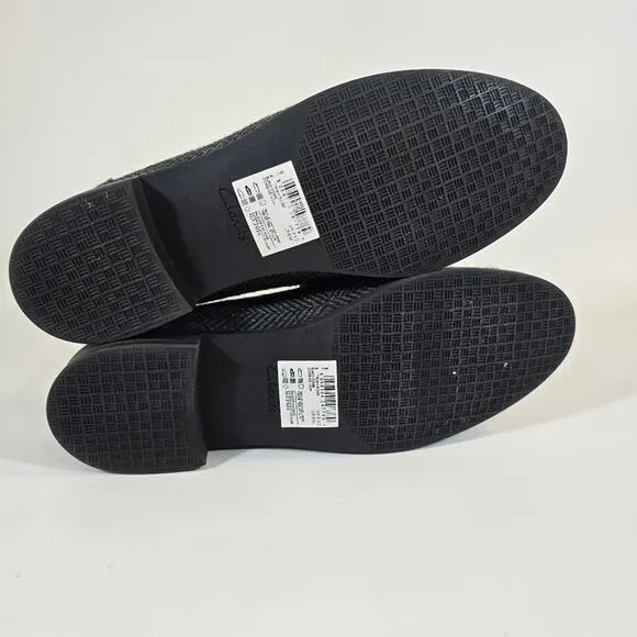 L Collection by Clarks Trish Rose Loafer Shoes Size 6 Grey Black Herringbone