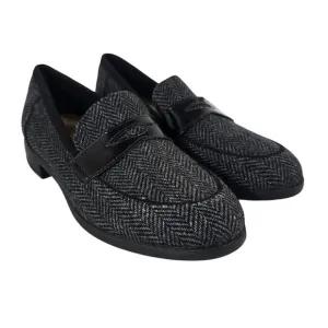 L Collection by Clarks Trish Rose Loafer Shoes Size 6 Grey Black Herringbone