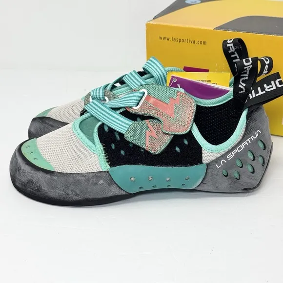 La Sportiva Women's OXYGYM Rock Climbing Shoe Size US 8.5 / EU 40 Mint / Coral
