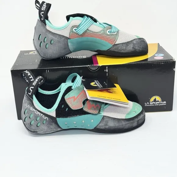 La Sportiva Women's OXYGYM Rock Climbing Shoe Size US 8.5 / EU 40 Mint / Coral