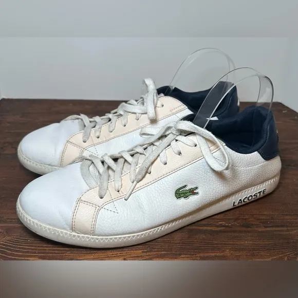 Lacoste Graduate LCR3 Mens Size US 9.5 Shoes White Lace Up Soft Leather Uppers.