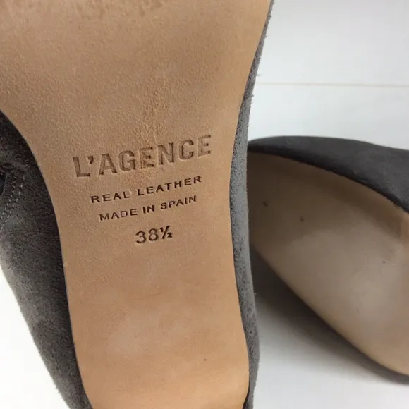 L'Agence Angelique Suede Bootie in charcoal