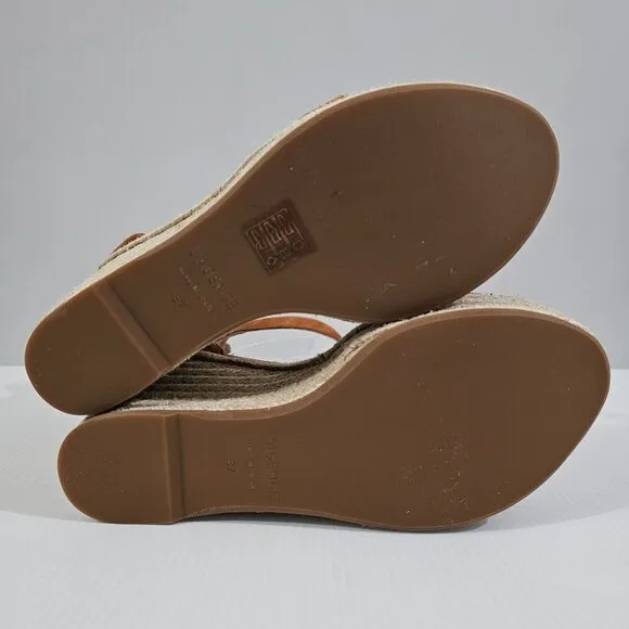 L'Agence Elysee Espadrille Wedge Sandal Shoe Buck Brown Suede EU Size 37