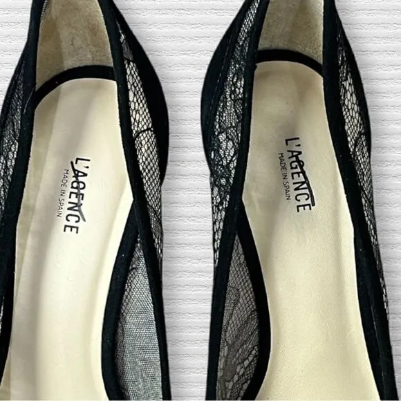 L’AGENCE Black Lace &amp; Suede Pumps