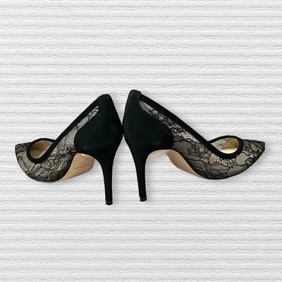 L’AGENCE Black Lace &amp; Suede Pumps