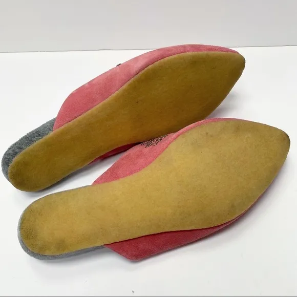 laidbackLondon Pink Suede Slip On Beaded Shoes US8