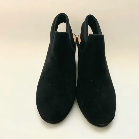 L'Amour Des Pieds Oniella Black Suede Leather Slingback Wedge Sandals Booties 9