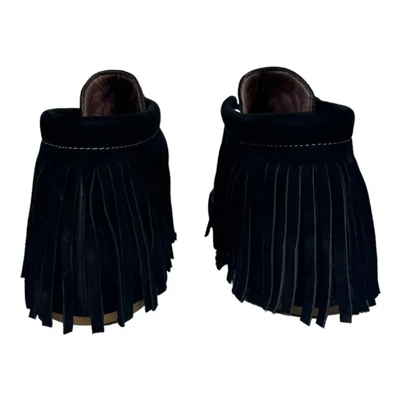 L&amp;B Black Leather Serape Moccasins Women Size 11 NWOT