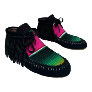 L&amp;B Black Leather Serape Moccasins Women Size 11 NWOT