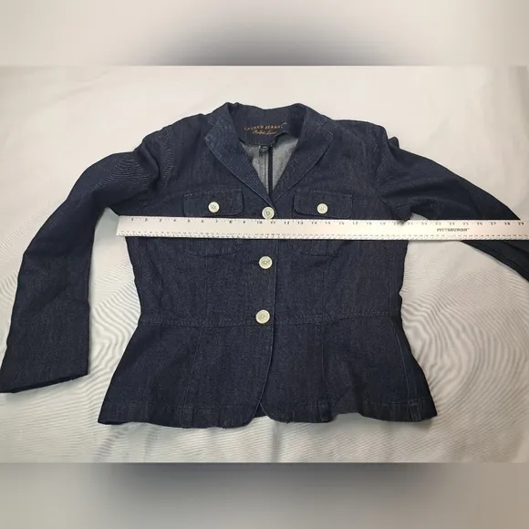 Lauren Jeans Women's Three Button Up Denim Jacket Size L