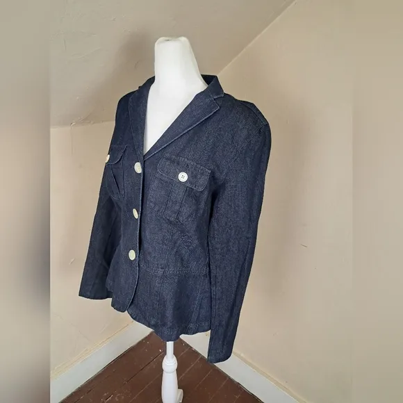 Lauren Jeans Women's Three Button Up Denim Jacket Size L