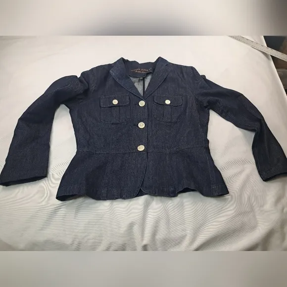 Lauren Jeans Women's Three Button Up Denim Jacket Size L