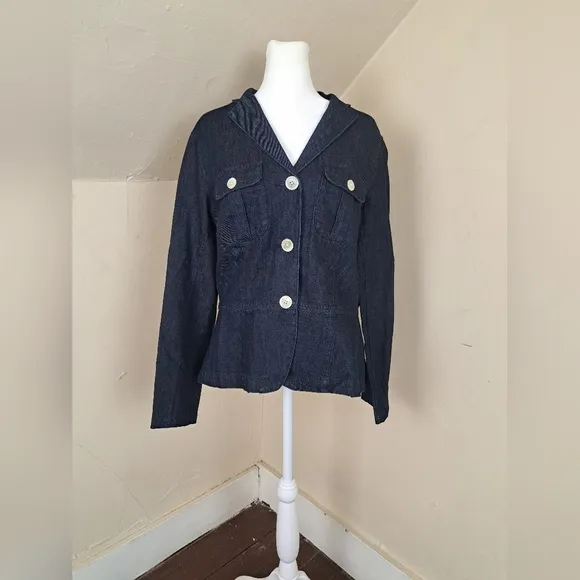 Lauren Jeans Women's Three Button Up Denim Jacket Size L