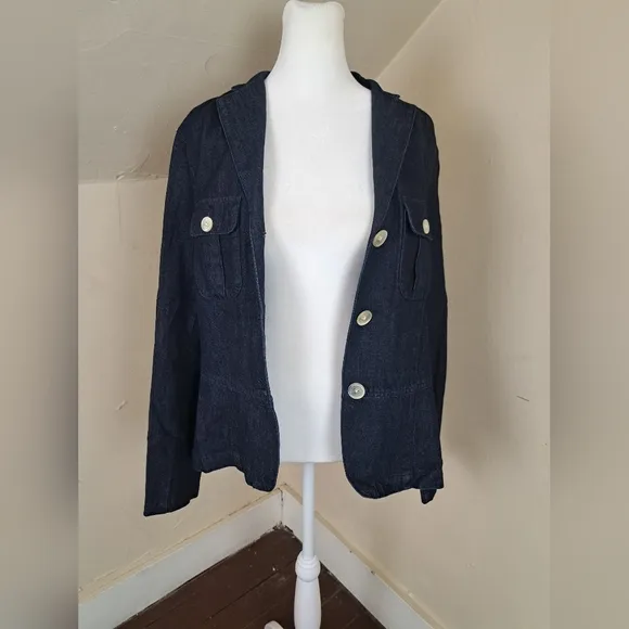 Lauren Jeans Women's Three Button Up Denim Jacket Size L