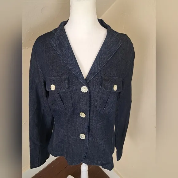 Lauren Jeans Women's Three Button Up Denim Jacket Size L