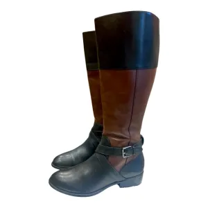Lauren Ralph Lauren Maryann equestrian Tall Leather Colorblock Black Boots 8.5