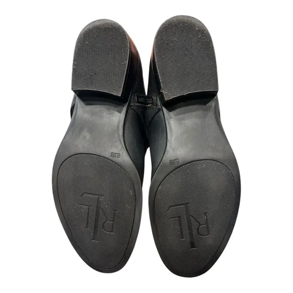Lauren Ralph Lauren Maryann equestrian Tall Leather Colorblock Black Boots 8.5