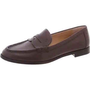 Lauren Ralph Lauren Womens Wynnie Brown Leather Slip-On Loafers Shoes New