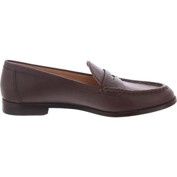 Lauren Ralph Lauren Womens Wynnie Brown Leather Slip-On Loafers Shoes New