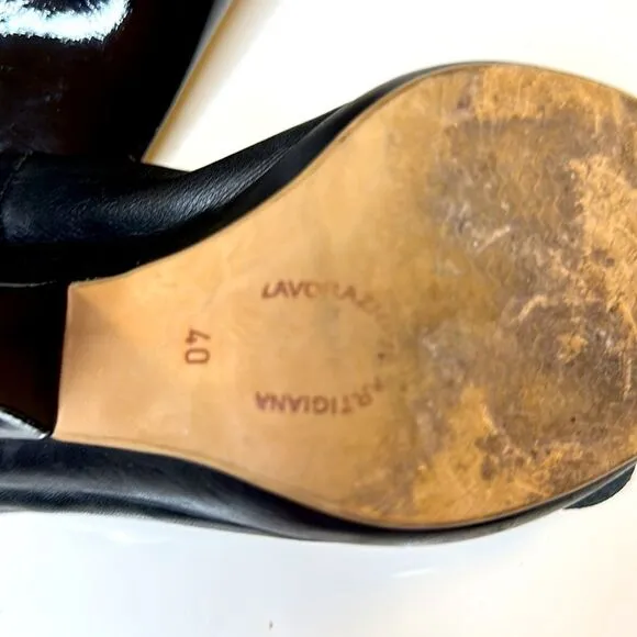 Lavorazione Artigiana Leather Peep Toe Pumps
