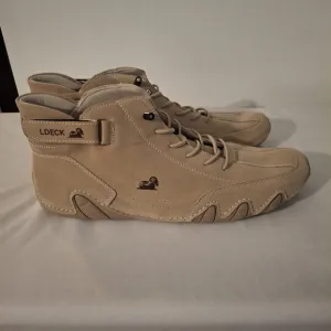LDECK Men's Tan Slip In Suede Athletic Shoes With Bungi Laces