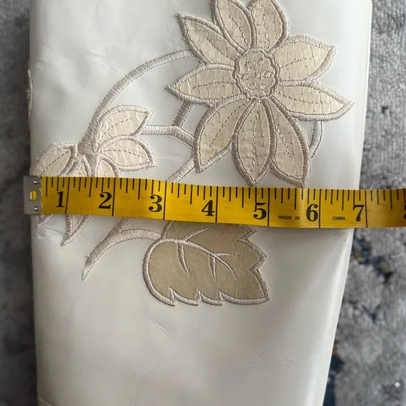 Leather Retro white boot Italy made vintage leather shoes rare embroidered boot