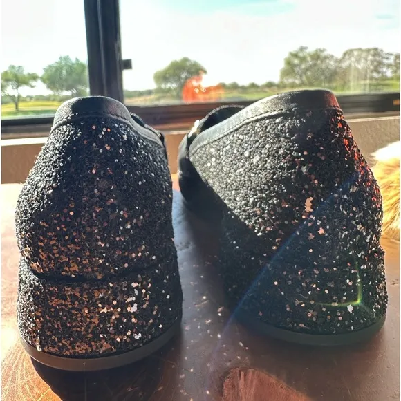 L’idea by Lori Black Gliter Leather with Bit Loafers size 38 / 8
