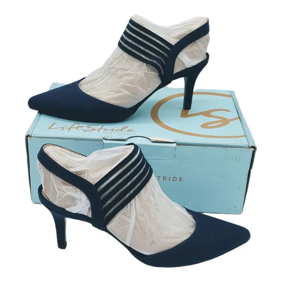 LifeStride Womens Sanya Navy Pumps Dress Heels Shoes 7 M