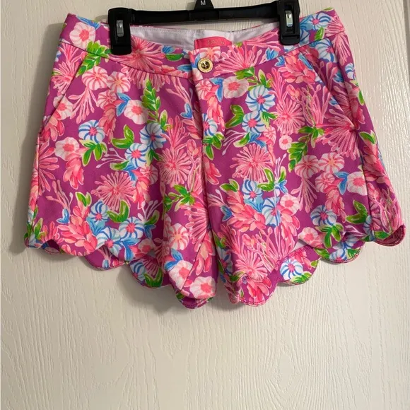 Lilly Pulitzer Moms the Word Buttercup Knit Stretch Shorts Pink Women Size 2 NWT