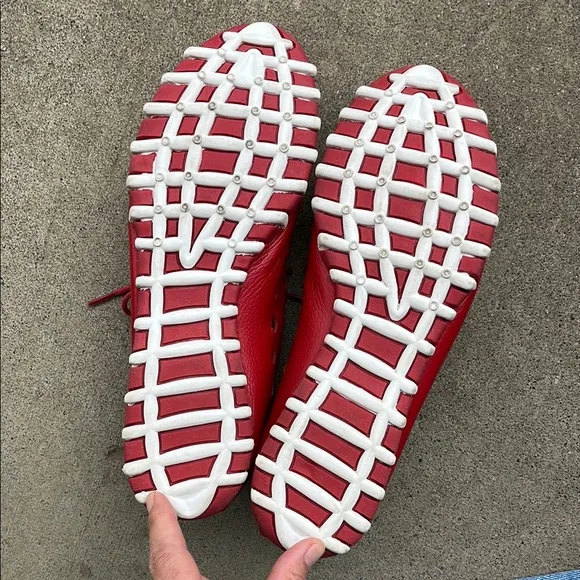 LITFOOT Lace-up Oxford Shoes in Red Leather Size 39