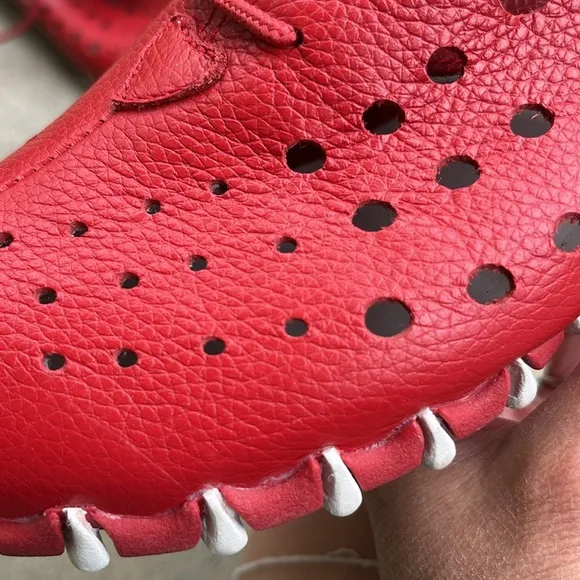 LITFOOT Lace-up Oxford Shoes in Red Leather Size 39