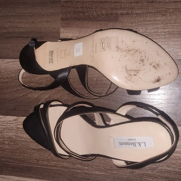 LK Bennett Addie Black Single Sole Mid Heel Sandal Size 38