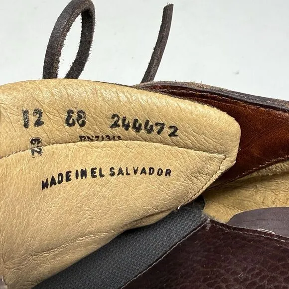 LL Bean Allagash Boat Shoes Mens 12 EE Brown Bison Leather 3 Eye Moccasins