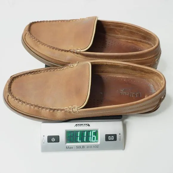 LL Bean Leather Casco Bay Boat Mocs Venetion Mens 10 D Slip Ons Brown Loafers