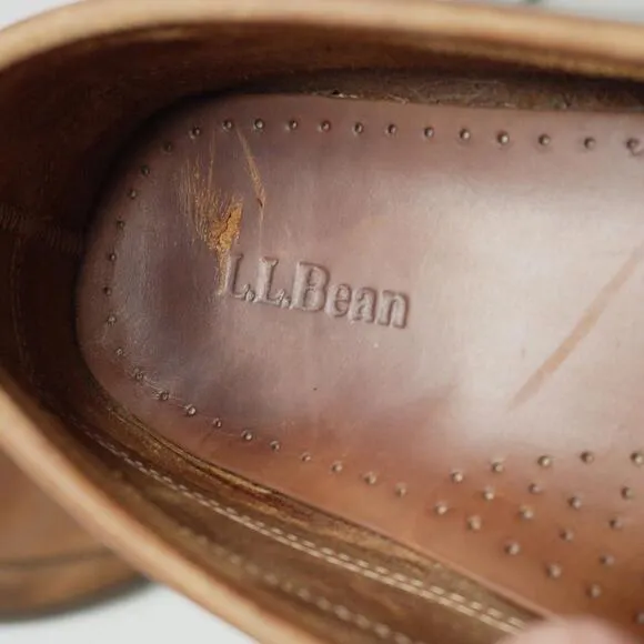 LL Bean Leather Casco Bay Boat Mocs Venetion Mens 10 D Slip Ons Brown Loafers