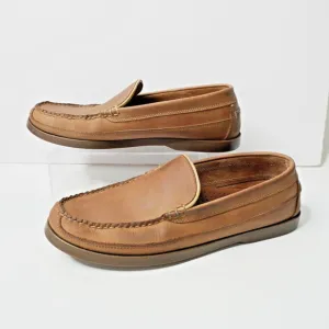 LL Bean Leather Casco Bay Boat Mocs Venetion Mens 10 D Slip Ons Brown Loafers