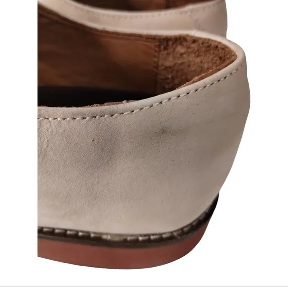 L.L. Bean Men Sz 9.5 D Cream East Point Nubuck Oxford Lace Up Casual Dress Shoes