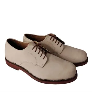 L.L. Bean Men Sz 9.5 D Cream East Point Nubuck Oxford Lace Up Casual Dress Shoes