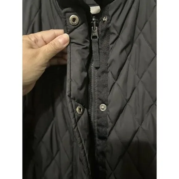 LL Bean Traveler Black Quilted Diamond Stitched Jacket Women’s Size PM