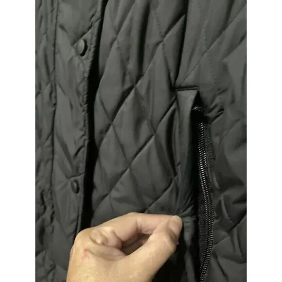 LL Bean Traveler Black Quilted Diamond Stitched Jacket Women’s Size PM