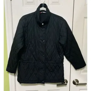 LL Bean Traveler Black Quilted Diamond Stitched Jacket Women’s Size PM
