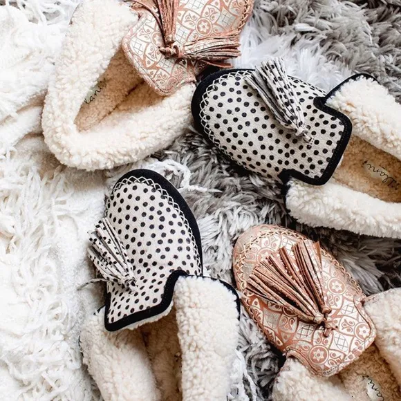 Llani Mini Dot Shearling Moccasins